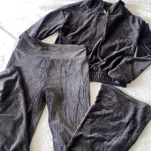Two piece set flare pants and crop top